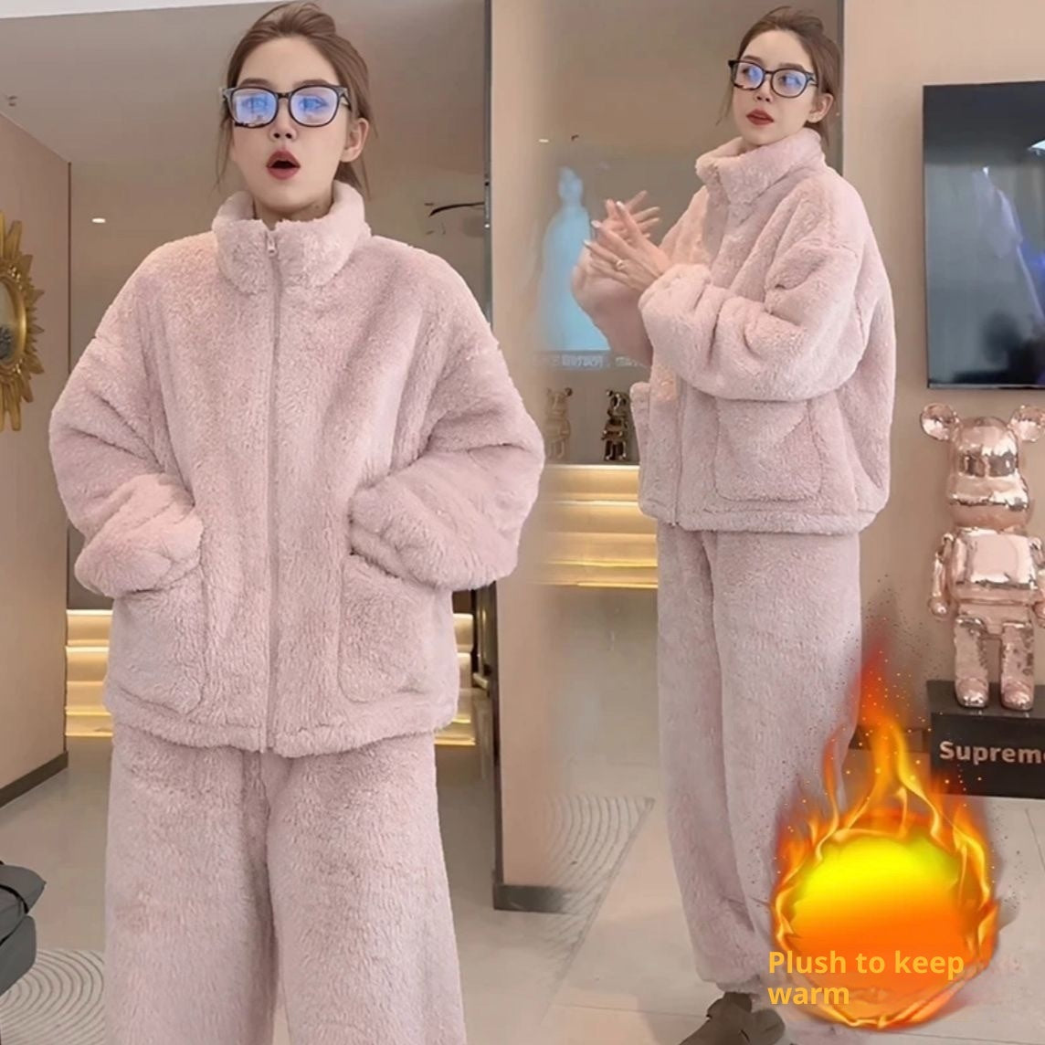 Thickened Set High-neck Wearable Women's Home Pajamas Casual