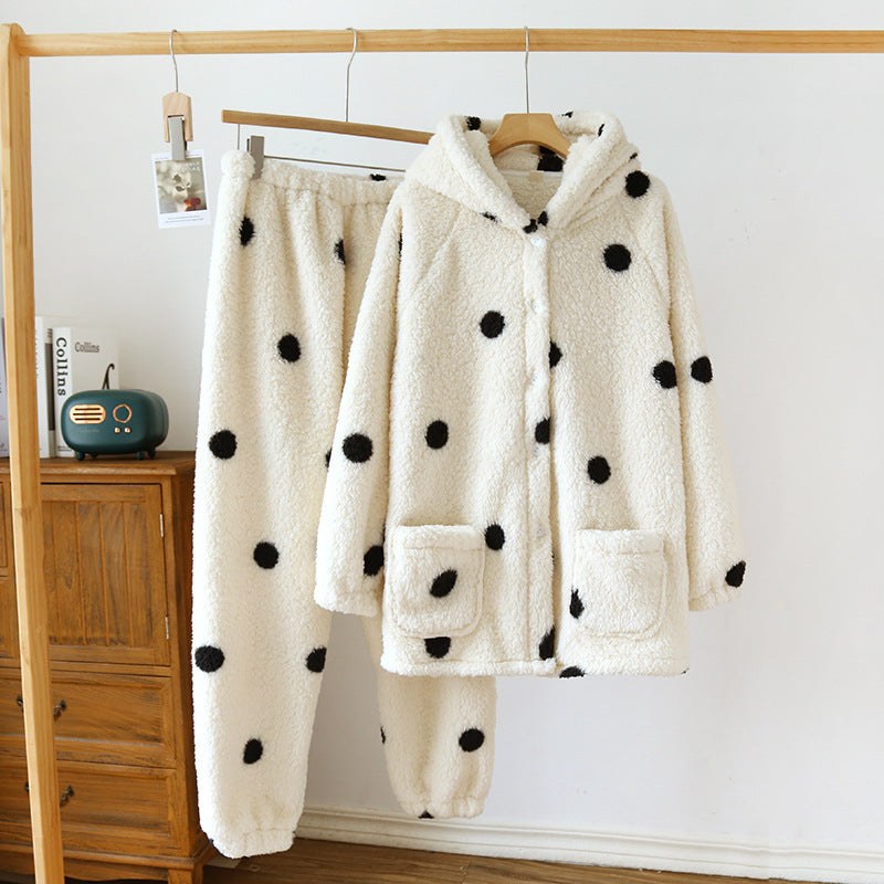 New Suit Fleece-lined Thickened Outer Wear Casual Loose Plus Size Homewear