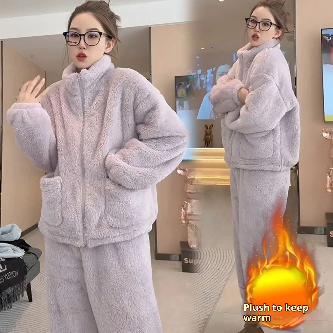 Thickened Set High-neck Wearable Women's Home Pajamas Casual