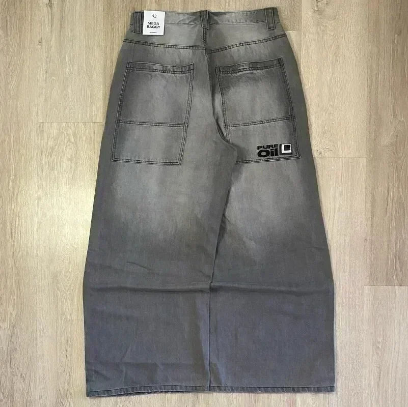 American Fashion Hip Hop Joker Oversized Jeans Women Street Y2K New Clearance Spot Hot Mopping Wide-leg Pants Unisex Loose Jeans