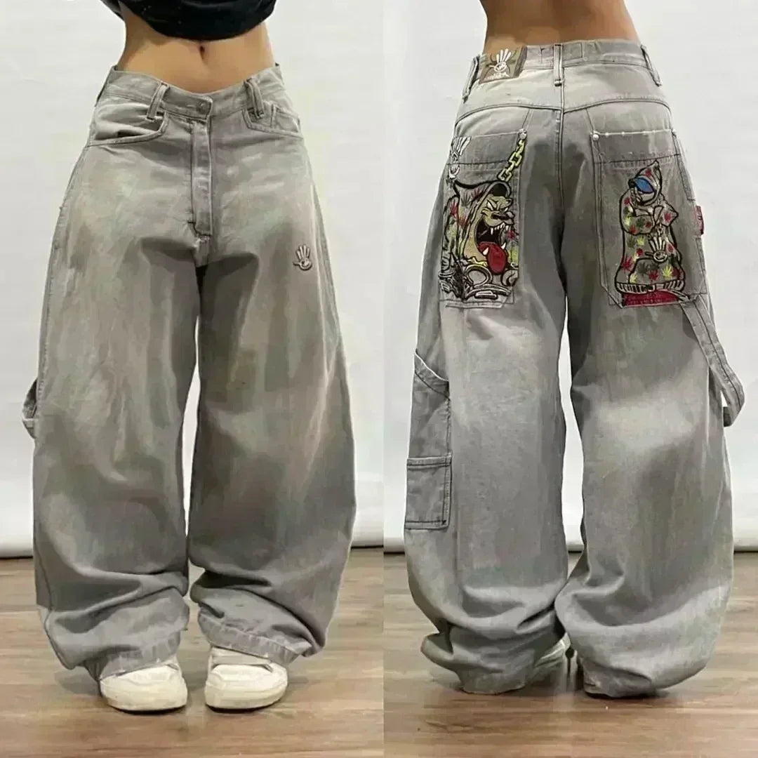 American Y2K 2025 New Baggy Wide Leg Black Jeans Overszied Women Street Casual Joker Denim Pants Couple Jeans Vintage Streetwear
