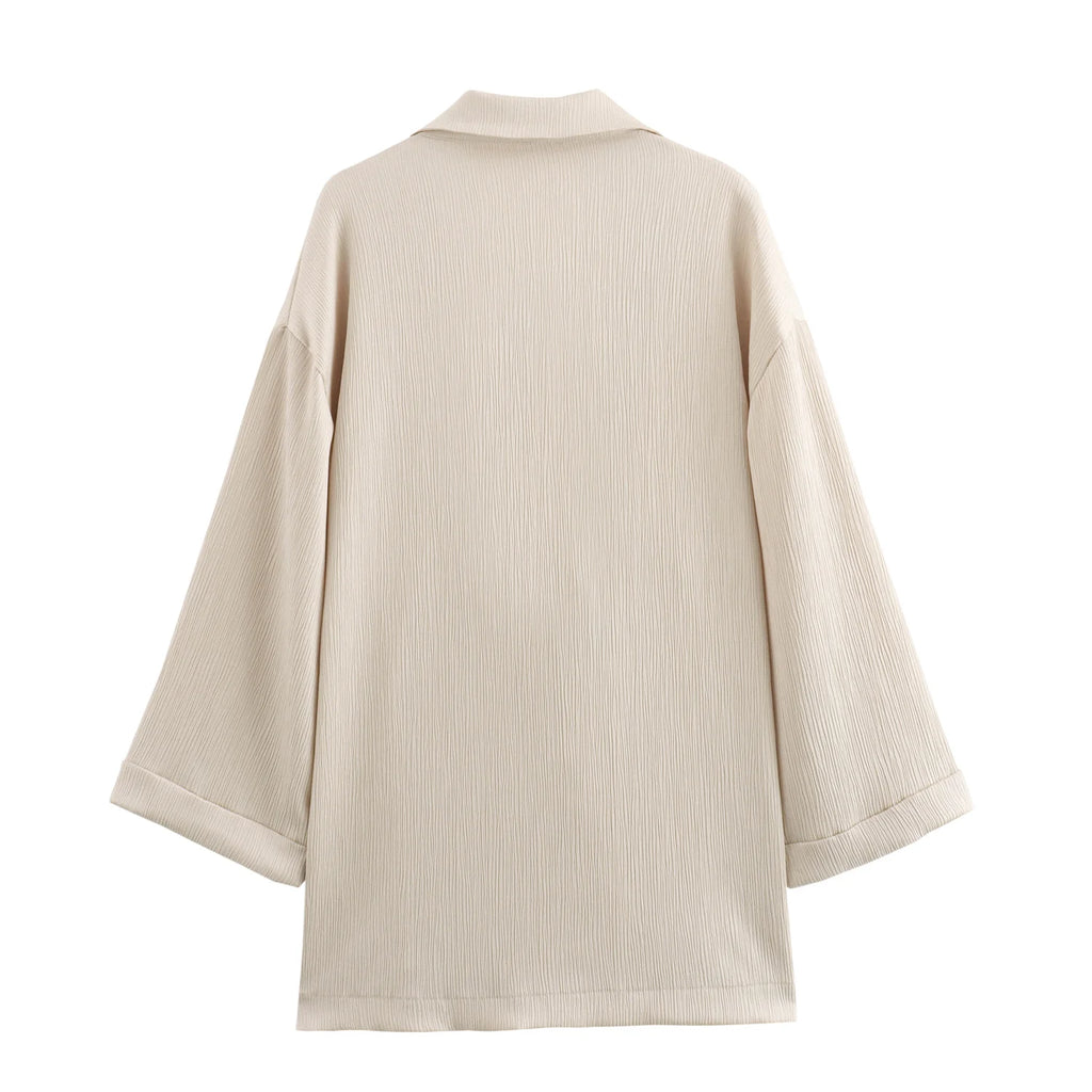 Autumn New Women's Clothing European And American Style Fashionable Wrinkled Suit Jacket Casual Pants Set