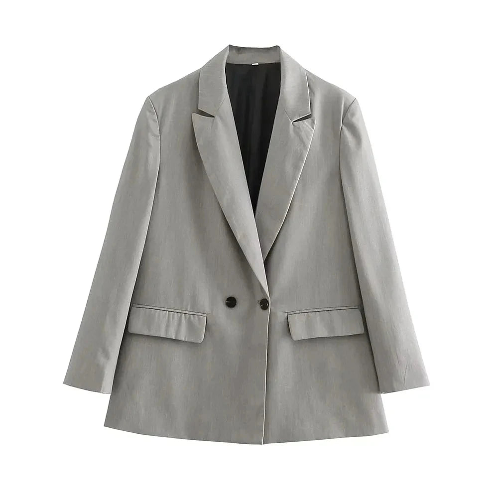 Double Breasted Loose Fitting Blazer Coat
