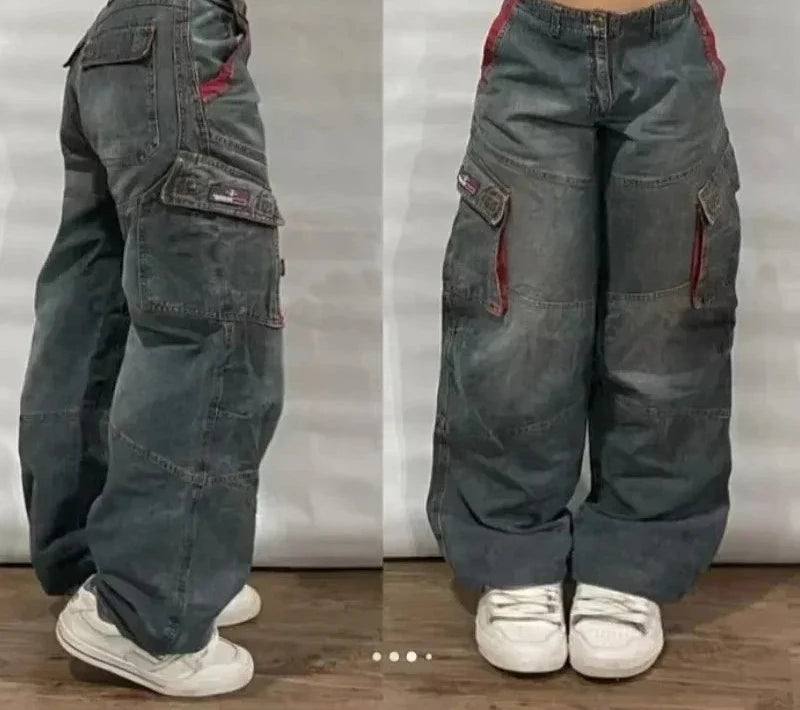 American Fashion Hip Hop Joker Oversized Jeans Women Street Y2K New Clearance Spot Hot Mopping Wide-leg Pants Unisex Loose Jeans