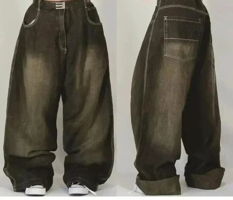 American Fashion Hip Hop Joker Oversized Jeans Women Street Y2K New Clearance Spot Hot Mopping Wide-leg Pants Unisex Loose Jeans