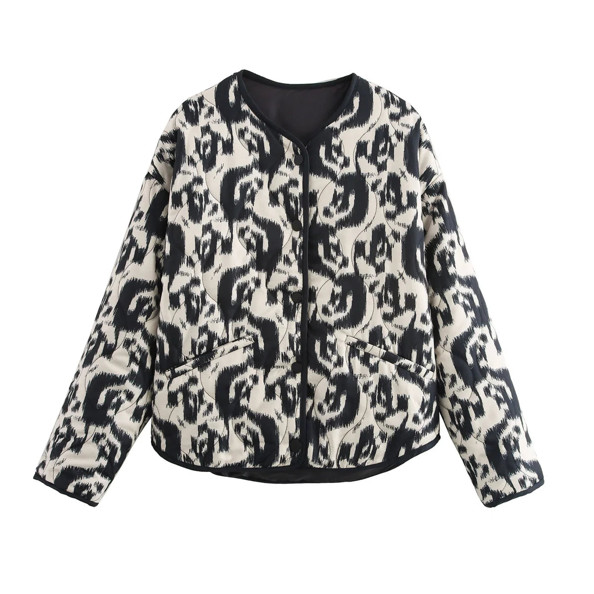 Women's Snake Skin Fashion Printed Button Long Sleeve Jacket