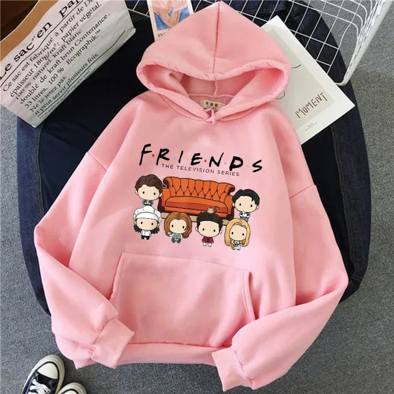 Friends TV Show Hoodies for Women, Funny Cartoon Friends Hoodies, Ullzang Graphic, Vintage Anime Sweatshirt, Female Hoody, 90s