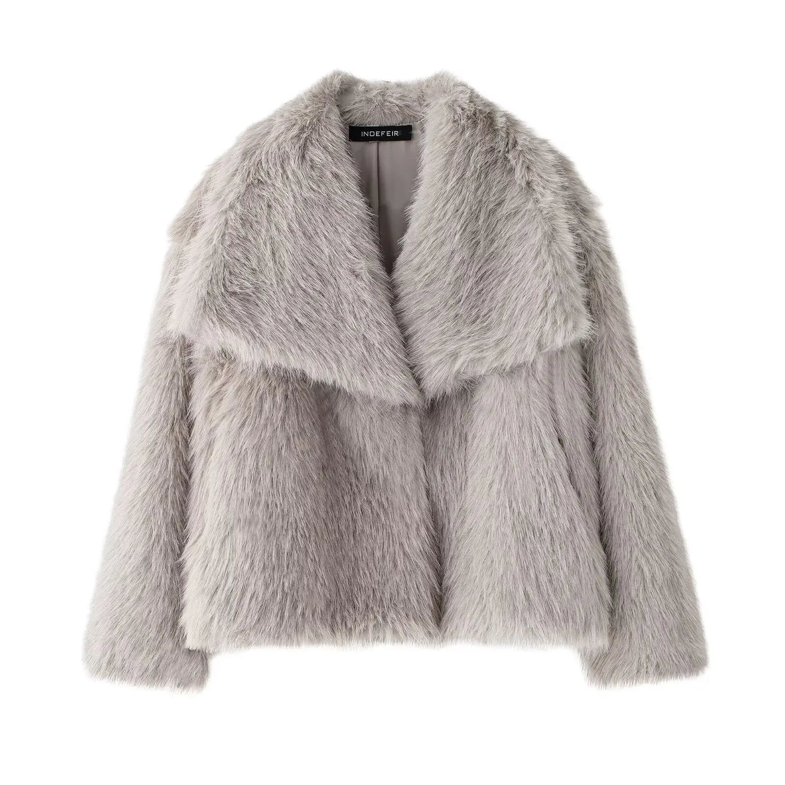 Women Fashion Cropped Faux Fur Jacket Coat