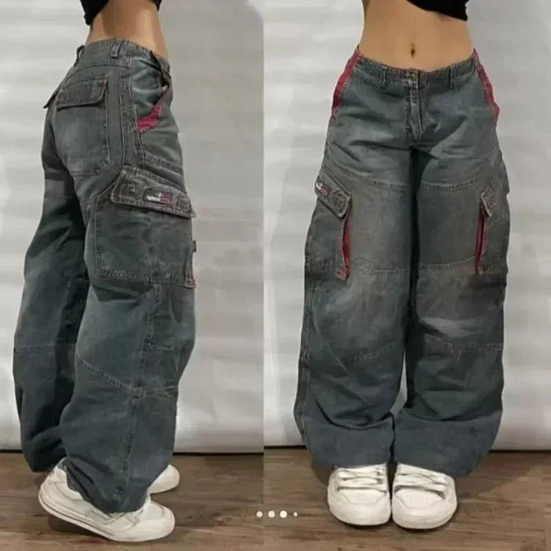 American Y2K 2025 New Baggy Wide Leg Black Jeans Overszied Women Street Casual Joker Denim Pants Couple Jeans Vintage Streetwear