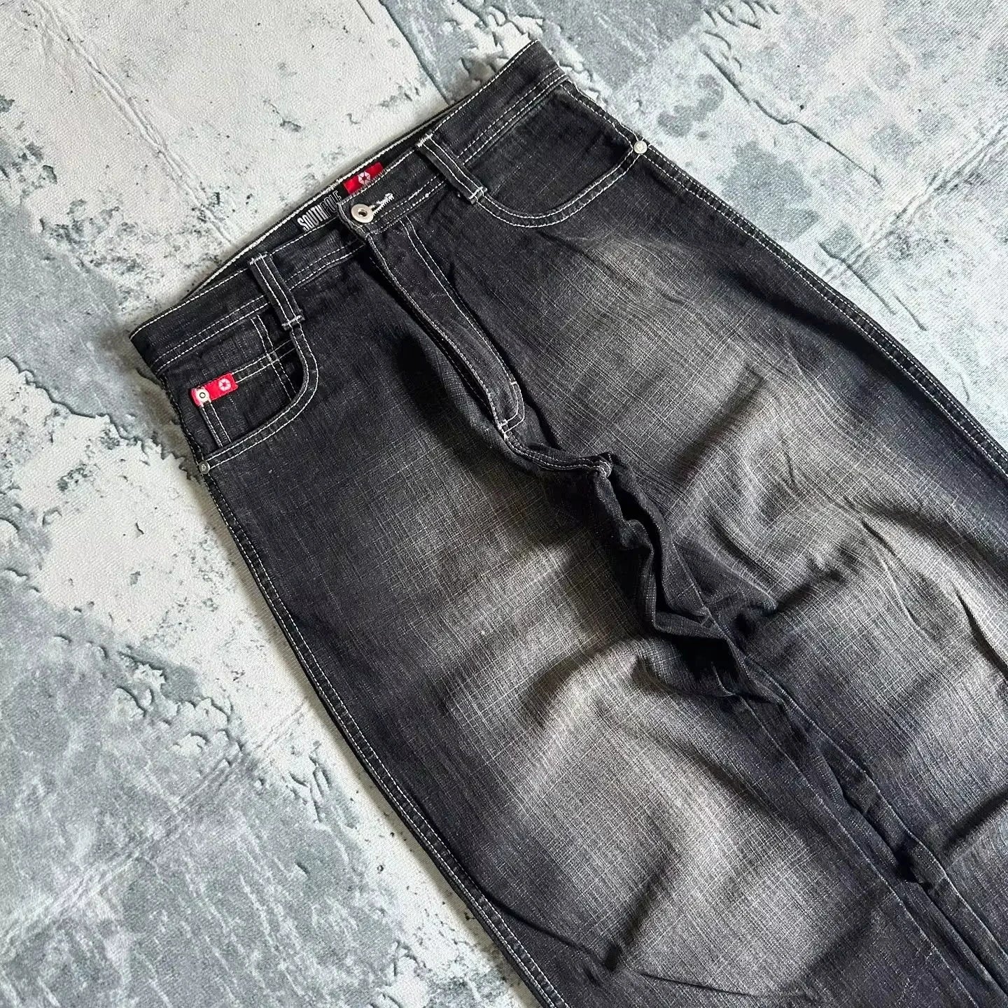 American Fashion Hip Hop Joker Oversized Jeans Women Street Y2K New Clearance Spot Hot Mopping Wide-leg Pants Unisex Loose Jeans