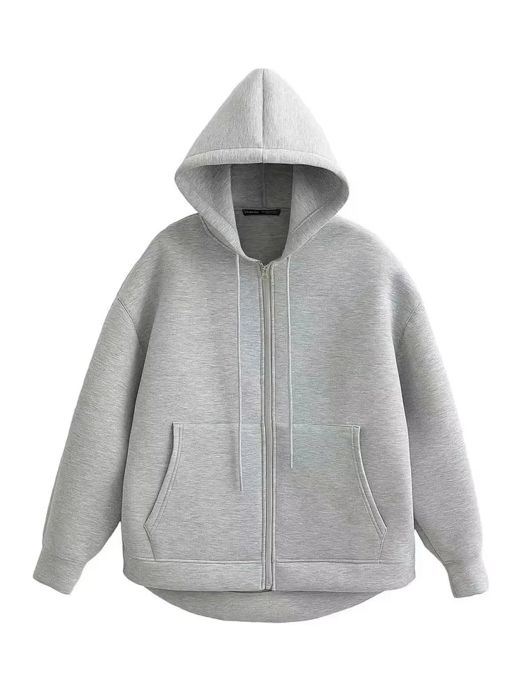 Winter New Women's Zipper Hoodie Coat