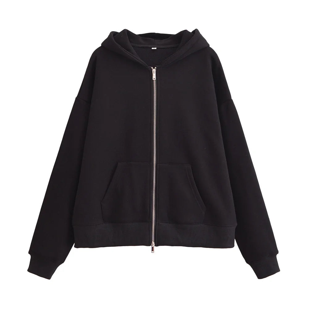 Casual Hooded Zipper Jacket & Wide-Leg Pants Set