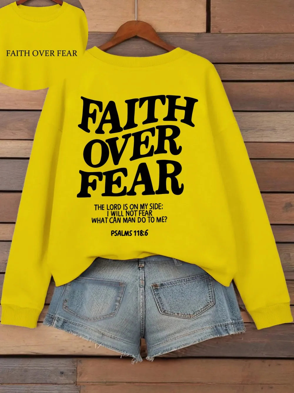Casual Women's Hoodies Faith Over Fear Letter Printing Sweatshirts Fleece Warm Comfortable Pocket Pullovers Autumn Streetwear
