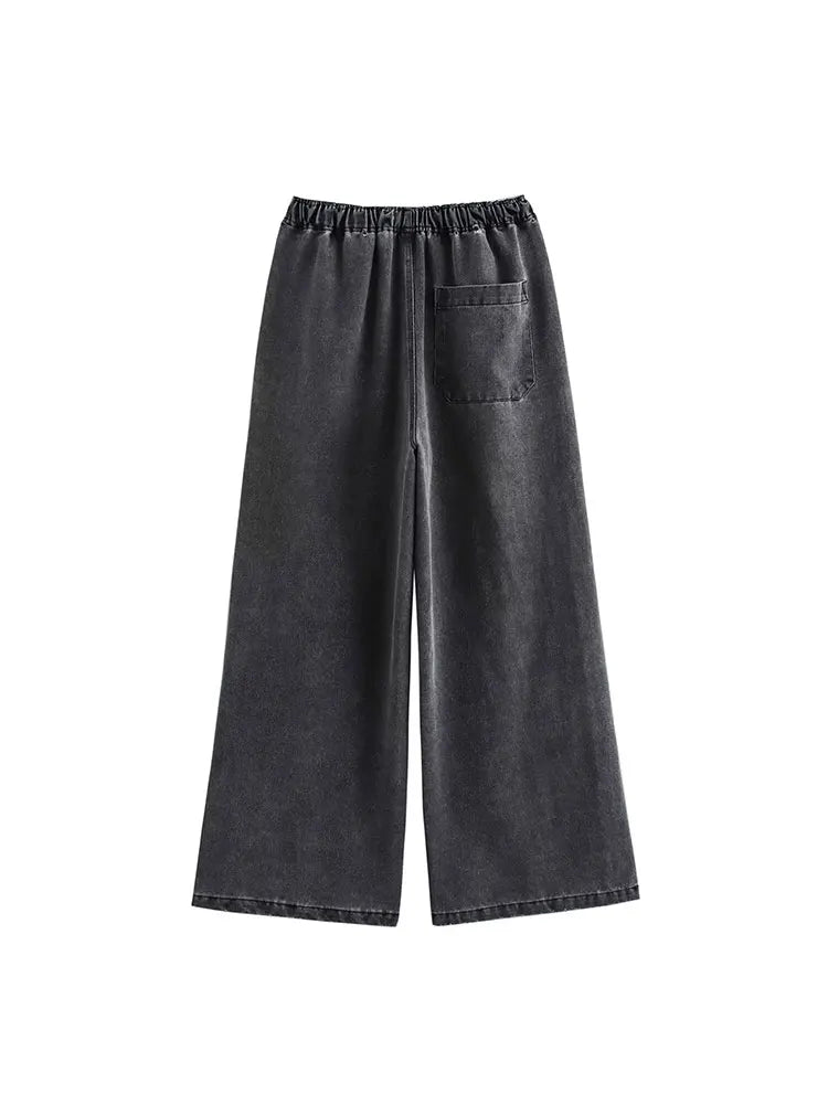 2024 Autumn Jeans Sets Women Turn-down Collar Casual Top Fashion High Waist Streetwear Female Denim Pant Two Piece Set