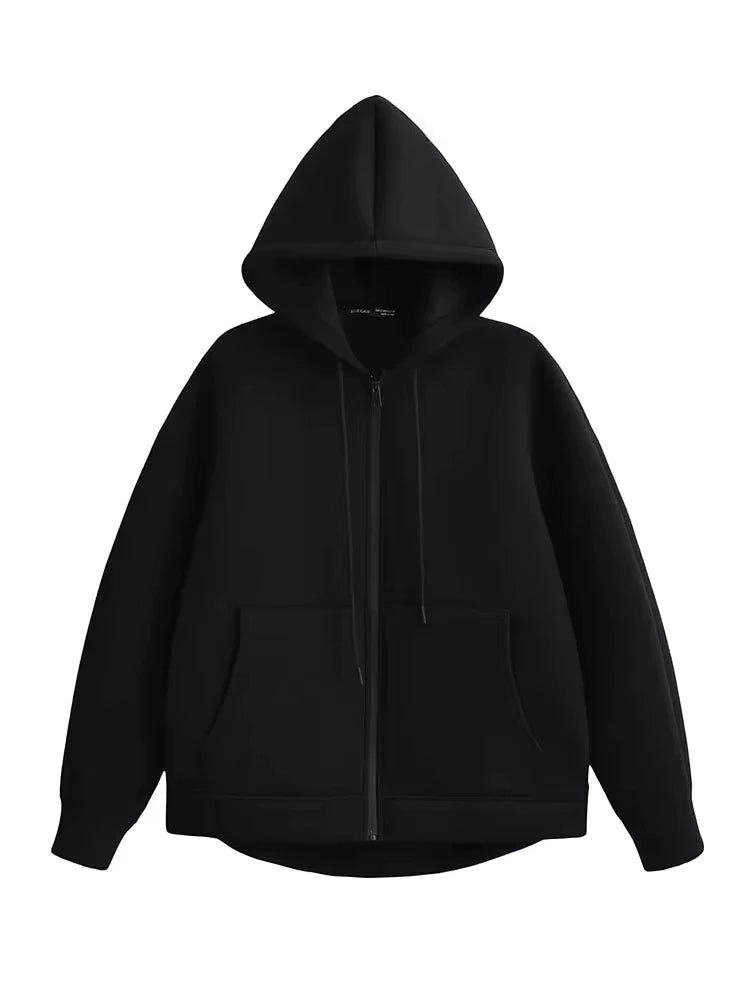 Winter New Women's Zipper Hoodie Coat