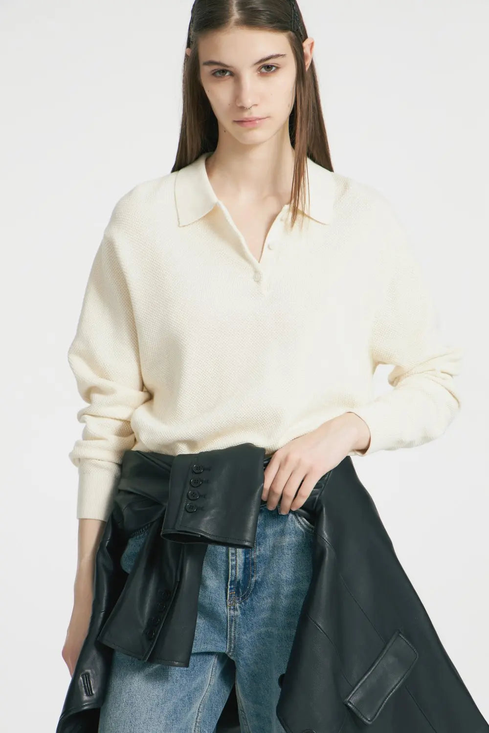 Hirsionsan Winter Thick Women Knitted Suits Soft 2 Pieces soft Female Sets Polo Neck Sweater & Wide Leg Pants Knitted Outfit