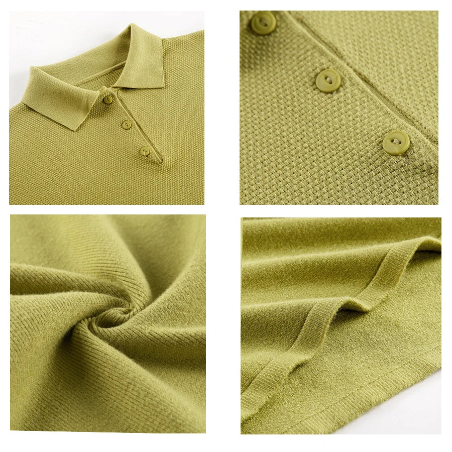 Hirsionsan Winter Thick Women Knitted Suits Soft 2 Pieces soft Female Sets Polo Neck Sweater & Wide Leg Pants Knitted Outfit