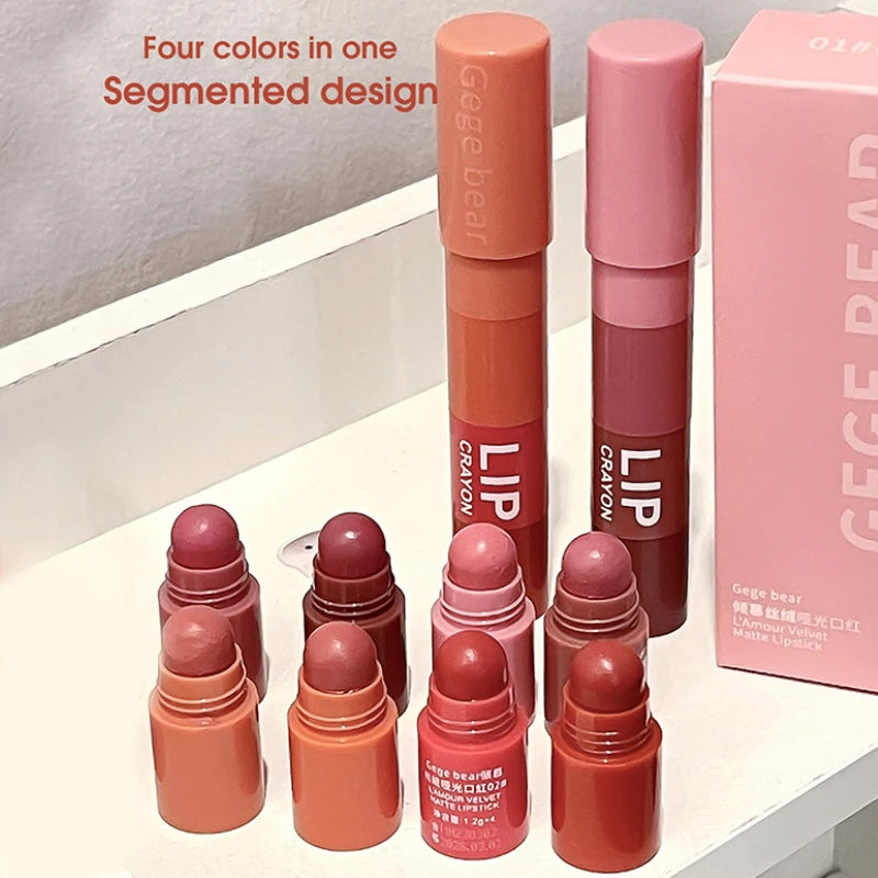 4-Color Matte Velvet Mist Lipstick