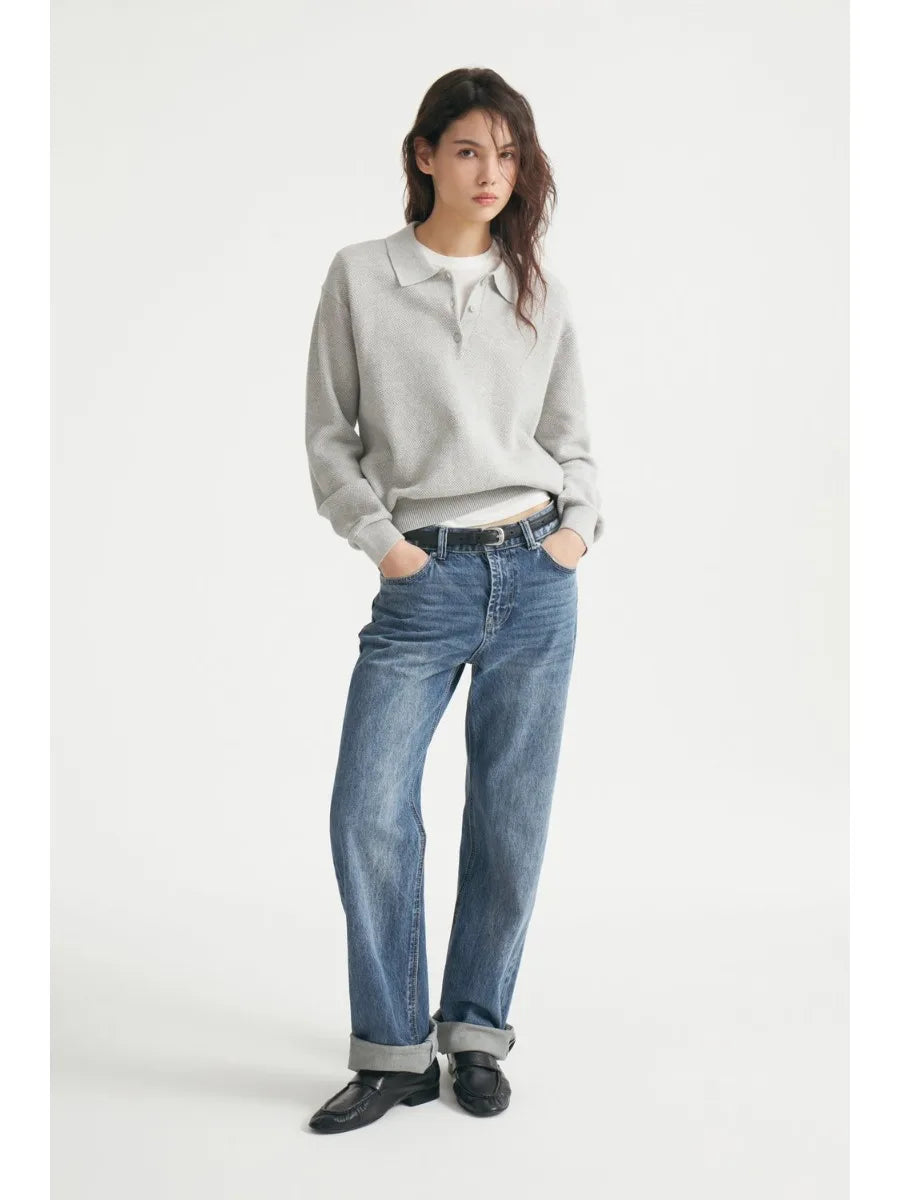 Hirsionsan Winter Thick Women Knitted Suits Soft 2 Pieces soft Female Sets Polo Neck Sweater & Wide Leg Pants Knitted Outfit