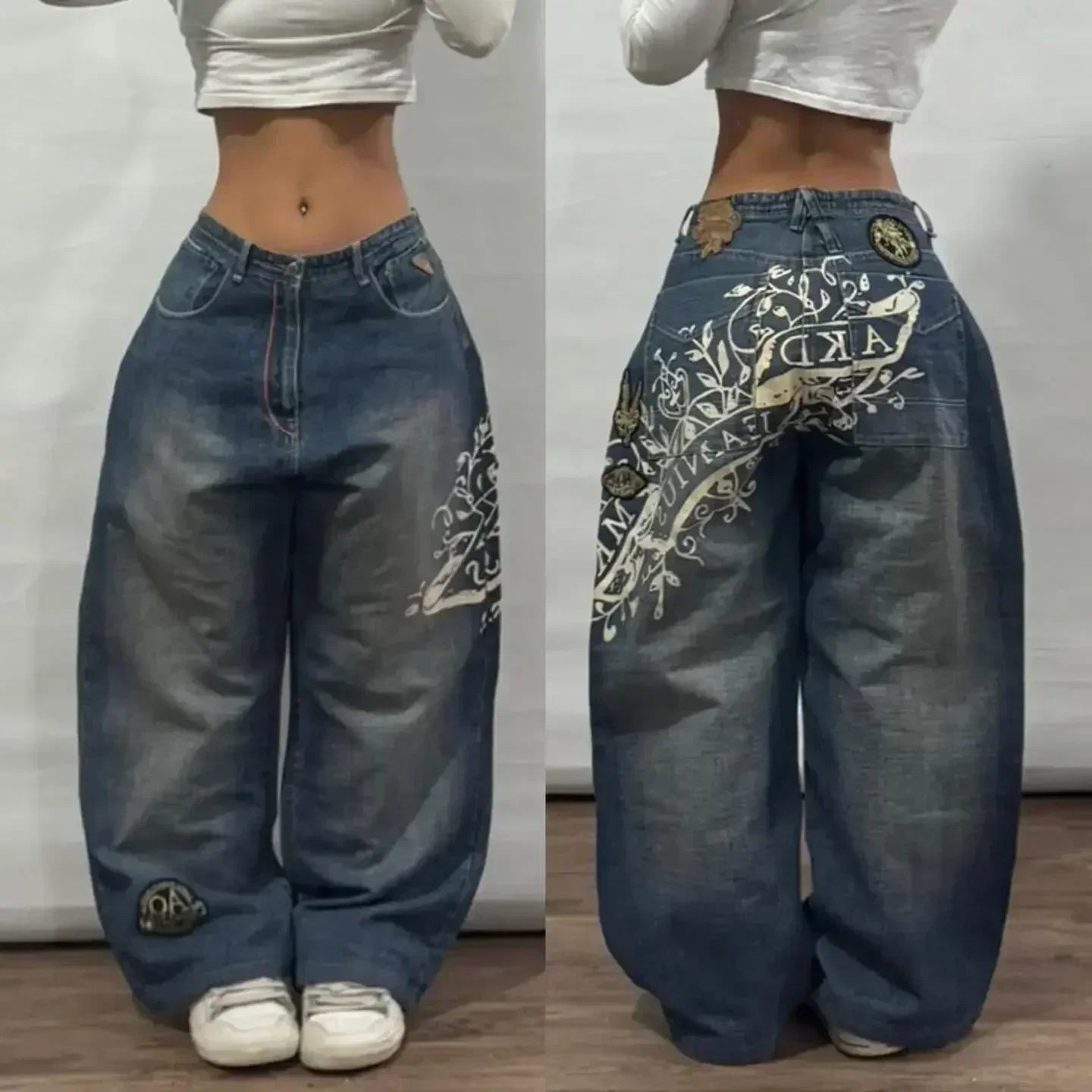 American Y2K 2025 New Baggy Wide Leg Black Jeans Overszied Women Street Casual Joker Denim Pants Couple Jeans Vintage Streetwear