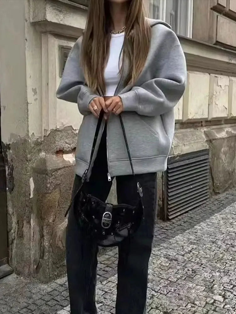 Winter New Women's Zipper Hoodie Coat