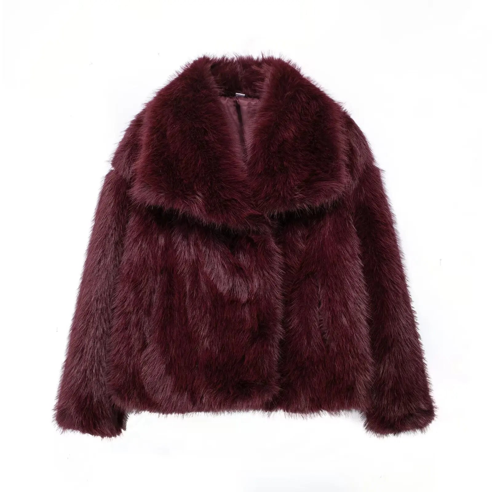 Women Fashion Cropped Faux Fur Jacket Coat