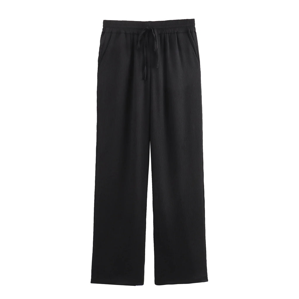 Autumn New Women's Clothing European And American Style Fashionable Wrinkled Suit Jacket Casual Pants Set