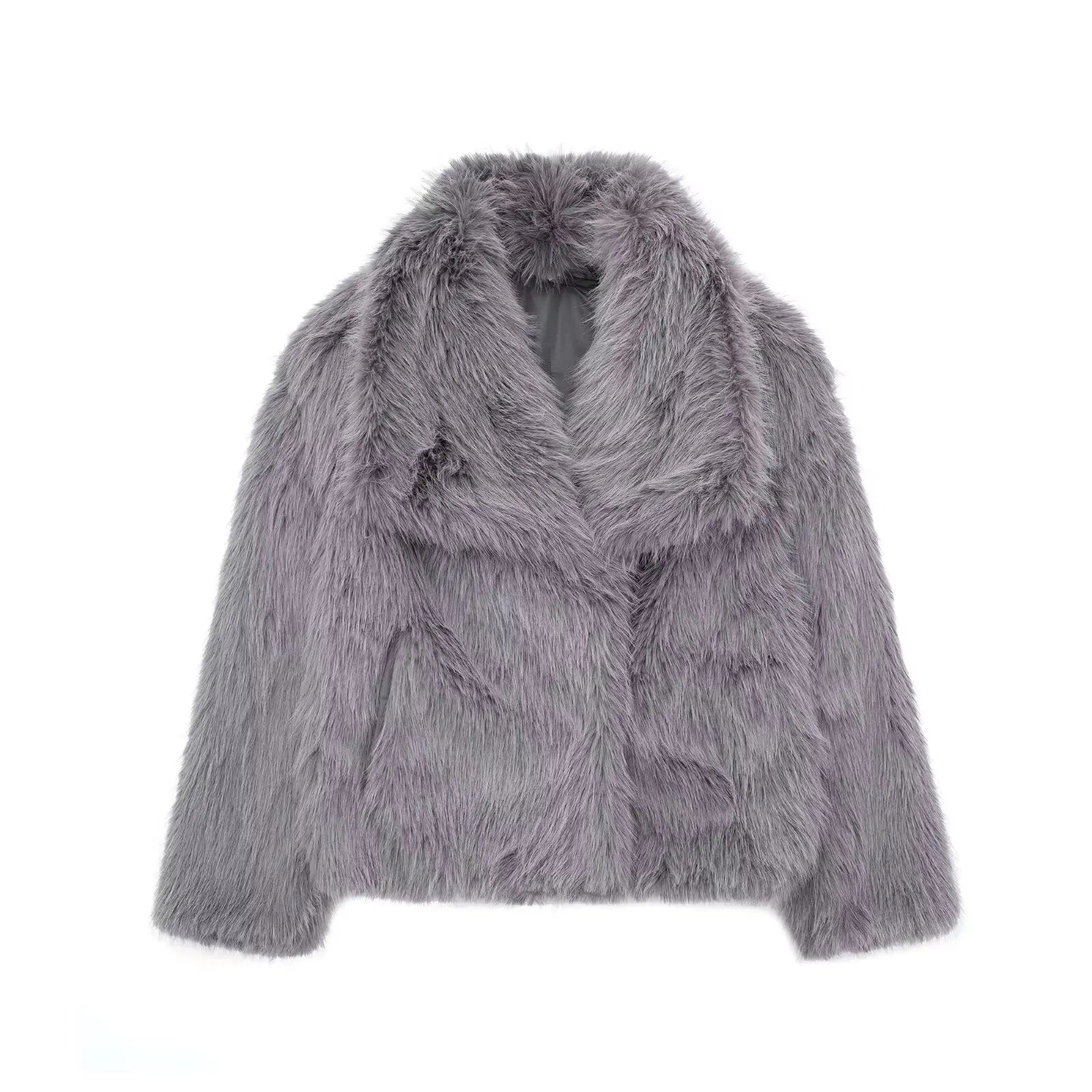 Women Fashion Cropped Faux Fur Jacket Coat