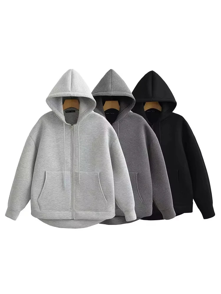 Winter New Women's Zipper Hoodie Coat