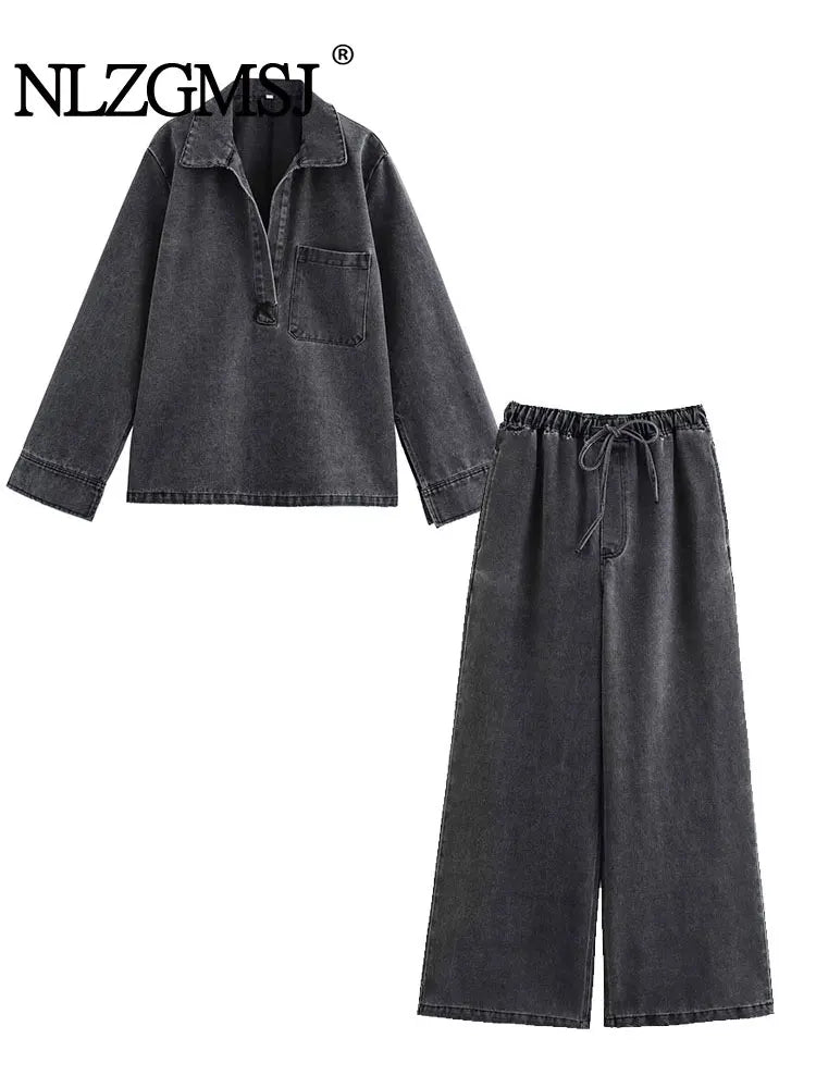 Autumn Denim Two-Piece Set for Women