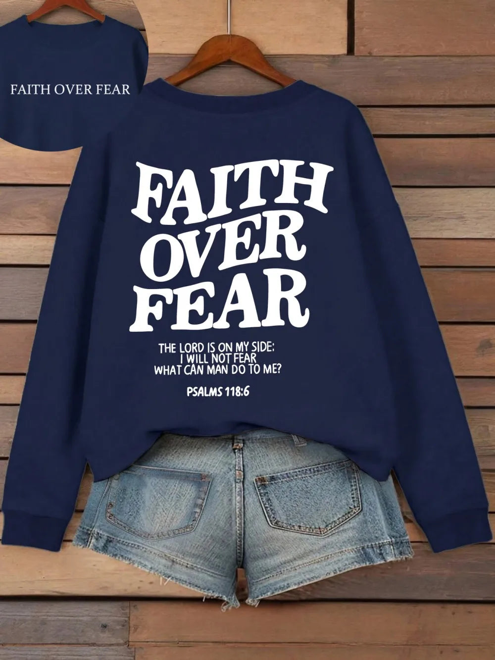 Casual Women's Hoodies Faith Over Fear Letter Printing Sweatshirts Fleece Warm Comfortable Pocket Pullovers Autumn Streetwear