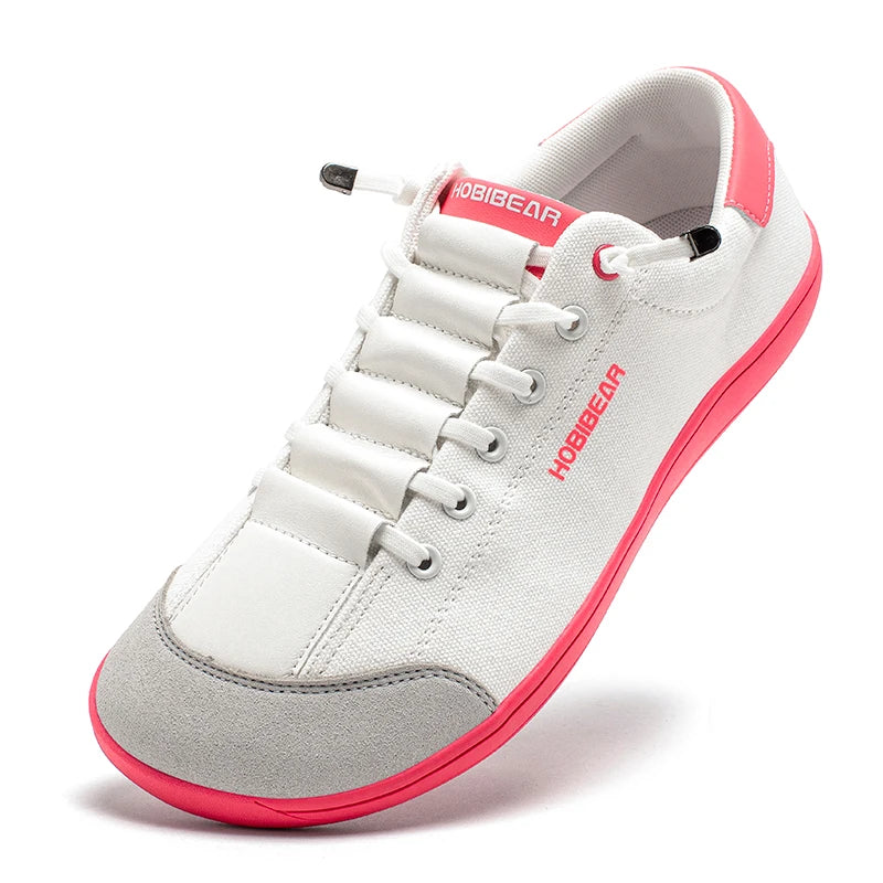 HOBIBEAR Wide Toe Barefoot Shoes for Unisex Minimalist Artificial Leather Sneakers Lightweight Adjustable Slip On Walking Shoes