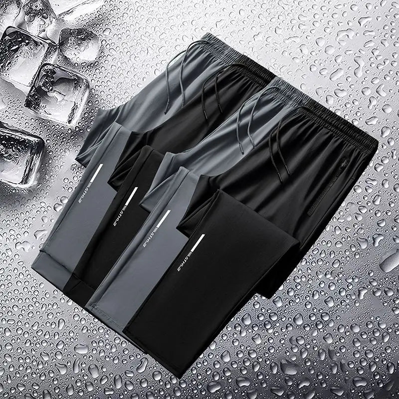 Men's spring and summer ice silk long pants slim fit new loose high elasticity fast drying outdoor running casual pants