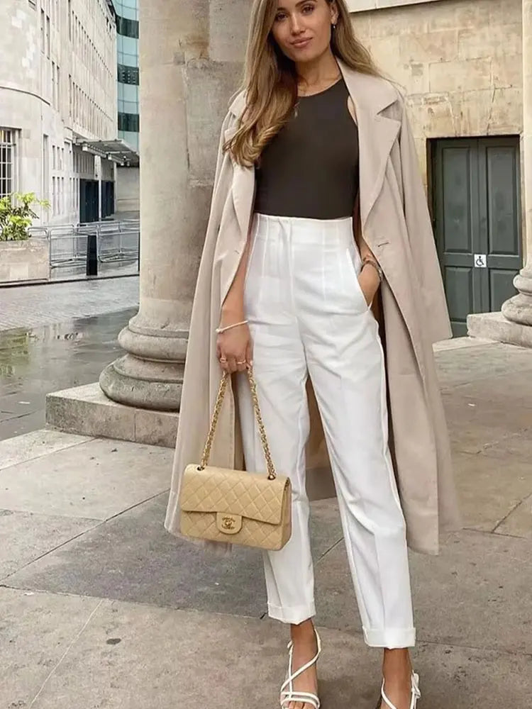 HH Women Elegant Solid Pencil Pants High Waist Pant For Women Casual Streetwear Woman Trousers Office Wear Chic Pant