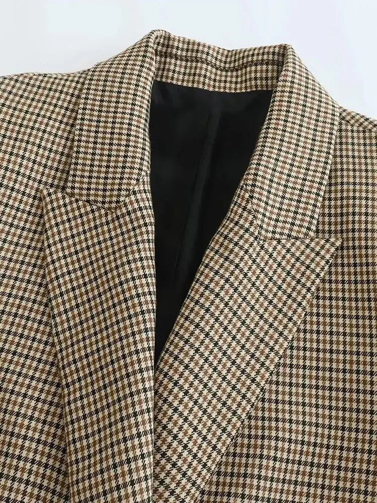 Double Breasted Plaid Blazer Coat