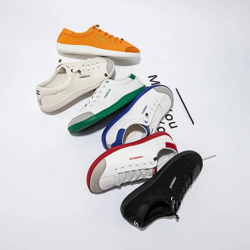 HOBIBEAR Wide Toe Barefoot Shoes for Unisex Minimalist Artificial Leather Sneakers Lightweight Adjustable Slip On Walking Shoes