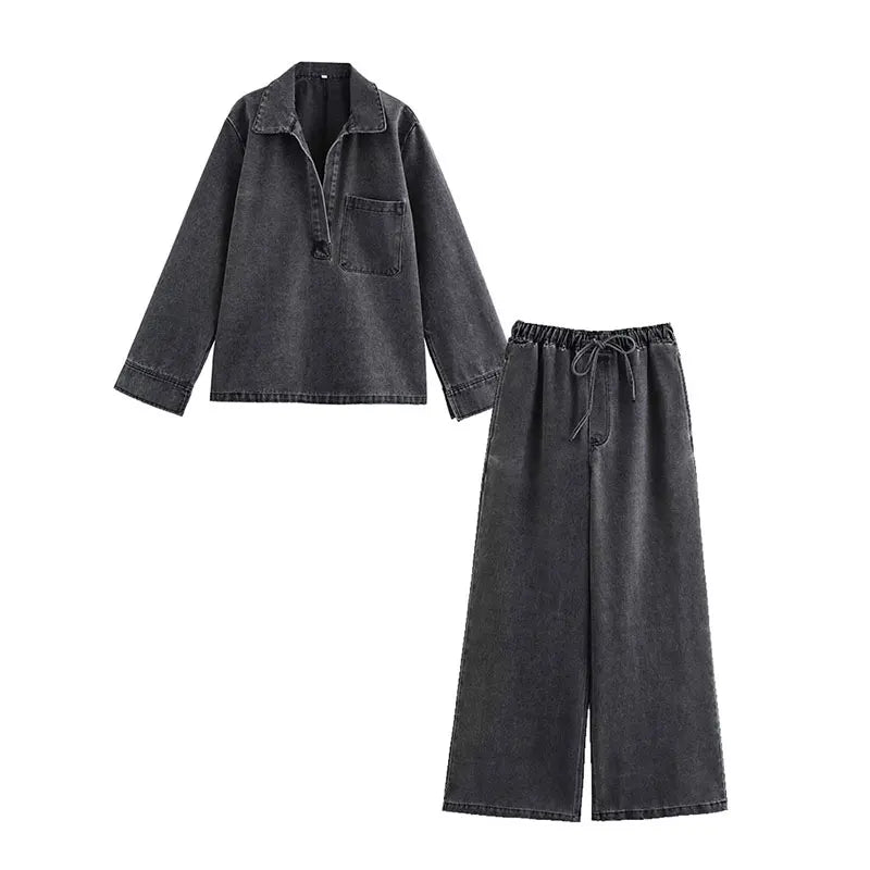 Autumn Denim Two-Piece Set for Women