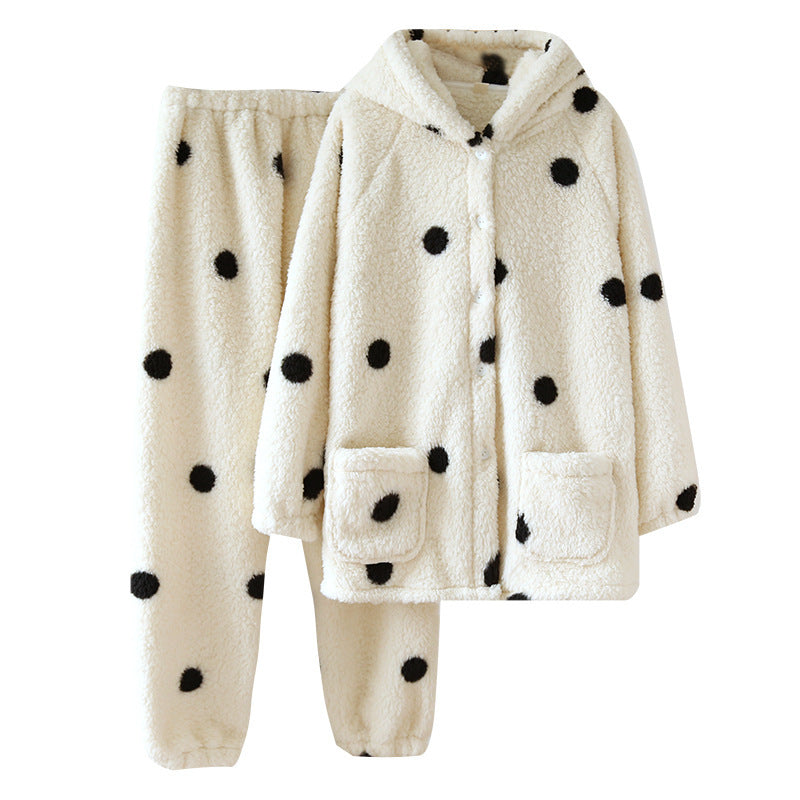 New Suit Fleece-lined Thickened Outer Wear Casual Loose Plus Size Homewear